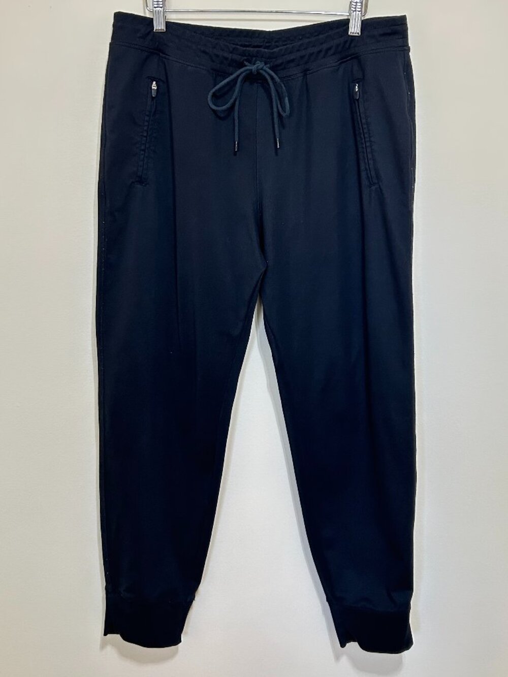 Abercrombie & Fitch Drawstring Joggers Front Zip Pockets Black Womens Size L